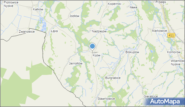 mapa Kijów, Kijów gmina Otmuchów na mapie Targeo