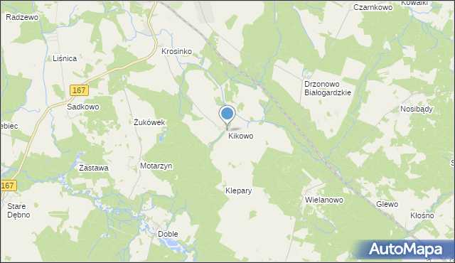 mapa Kikowo, Kikowo gmina Tychowo na mapie Targeo
