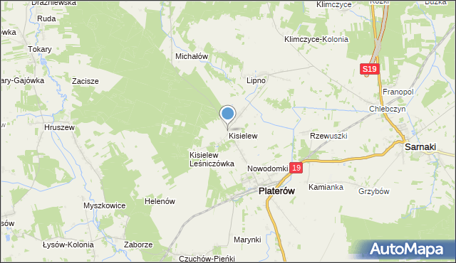mapa Kisielew, Kisielew na mapie Targeo
