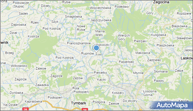 mapa Kisielówka, Kisielówka gmina Limanowa na mapie Targeo