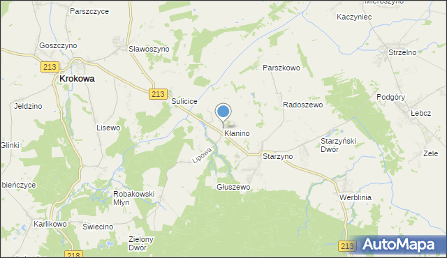 mapa Kłanino, Kłanino gmina Krokowa na mapie Targeo
