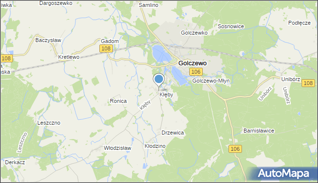 mapa Kłęby, Kłęby gmina Golczewo na mapie Targeo