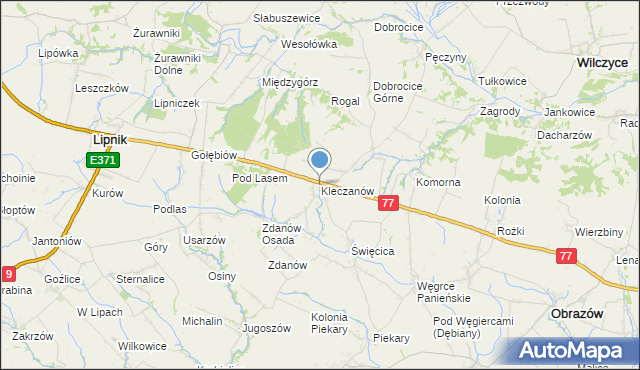 mapa Kleczanów, Kleczanów na mapie Targeo