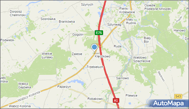 mapa Klęczkowo, Klęczkowo gmina Stolno na mapie Targeo