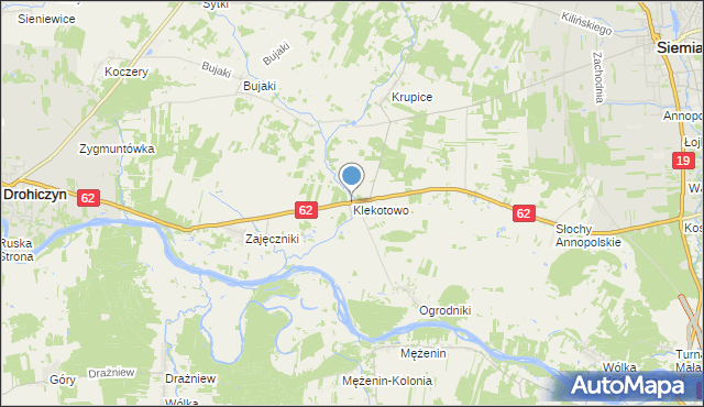 mapa Klekotowo, Klekotowo gmina Siemiatycze na mapie Targeo