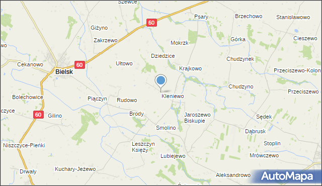 mapa Kleniewo, Kleniewo gmina Bielsk na mapie Targeo