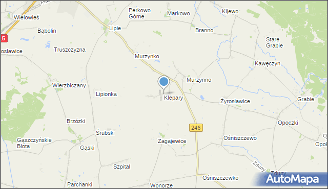 mapa Klepary, Klepary gmina Gniewkowo na mapie Targeo