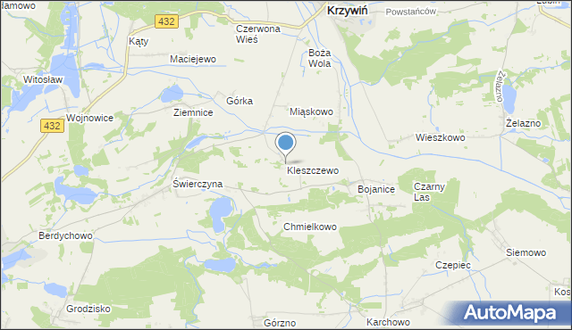 mapa Kleszczewo, Kleszczewo gmina Osieczna na mapie Targeo