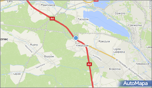 mapa Kleszczów, Kleszczów gmina Rudziniec na mapie Targeo