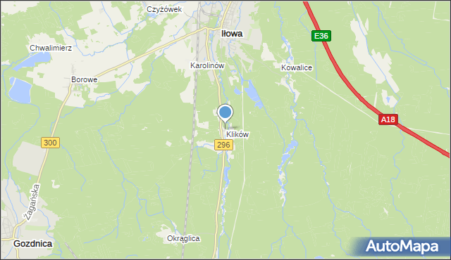 mapa Klików, Klików na mapie Targeo