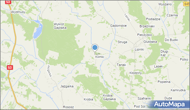 mapa Klimki, Klimki gmina Kadzidło na mapie Targeo