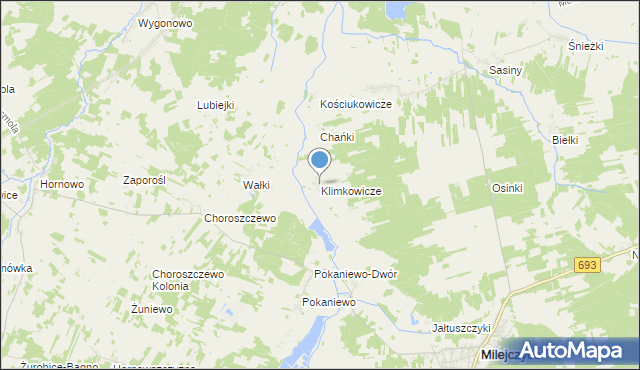 mapa Klimkowicze, Klimkowicze na mapie Targeo