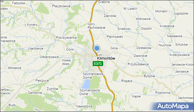 mapa Klimontów, Klimontów powiat sandomierski na mapie Targeo