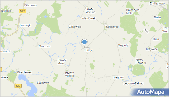 mapa Klimy, Klimy gmina Kisielice na mapie Targeo