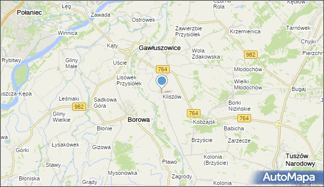 mapa Kliszów, Kliszów gmina Gawłuszowice na mapie Targeo