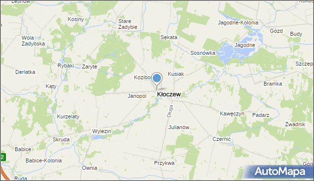 mapa Kłoczew, Kłoczew na mapie Targeo