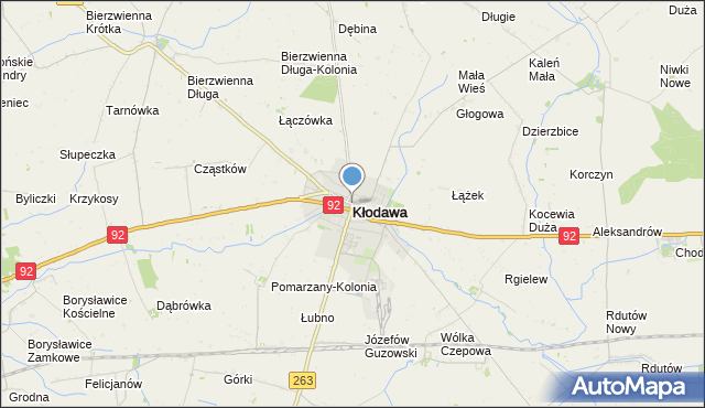 mapa Kłodawa, Kłodawa powiat kolski na mapie Targeo