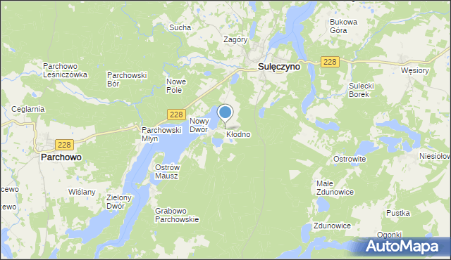 mapa Kłodno, Kłodno gmina Sulęczyno na mapie Targeo