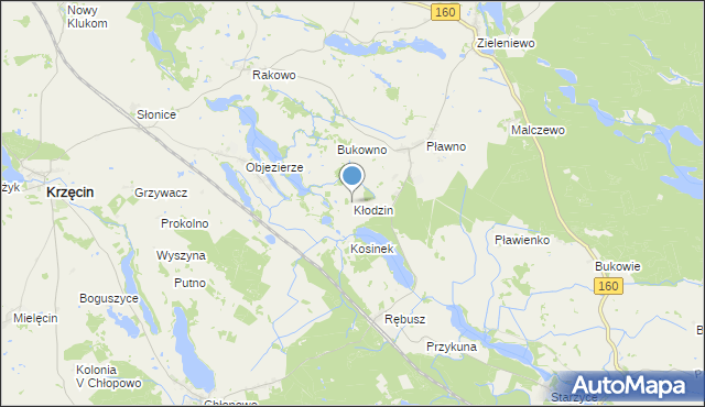 mapa Kłodzin, Kłodzin gmina Bierzwnik na mapie Targeo