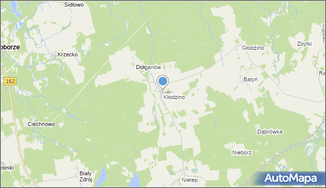 mapa Kłodzino, Kłodzino gmina Rąbino na mapie Targeo