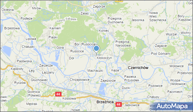 mapa Kłokoczyn, Kłokoczyn gmina Czernichów na mapie Targeo