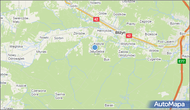 mapa Klonina, Klonina na mapie Targeo