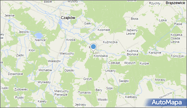 mapa Klonówka, Klonówka gmina Klonowa na mapie Targeo
