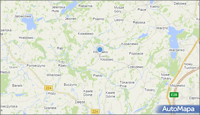 mapa Kłosowo, Kłosowo gmina Przodkowo na mapie Targeo