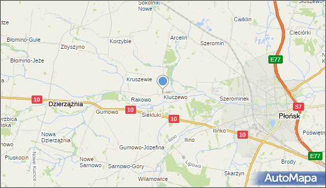 mapa Kluczewo, Kluczewo gmina Płońsk na mapie Targeo