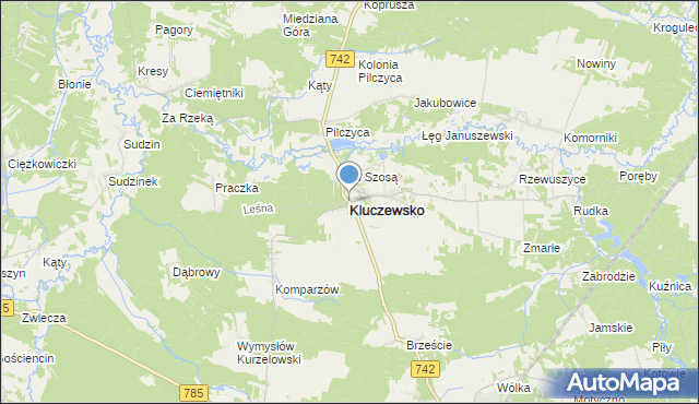 mapa Kluczewsko, Kluczewsko na mapie Targeo
