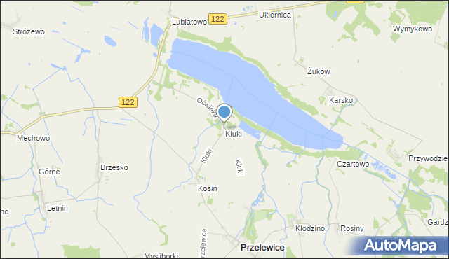 mapa Kluki, Kluki gmina Przelewice na mapie Targeo