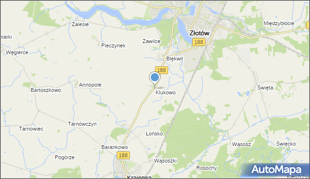 mapa Klukowo, Klukowo gmina Złotów na mapie Targeo
