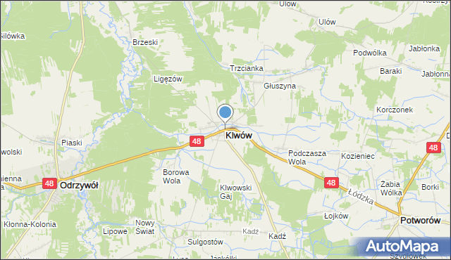 mapa Klwów, Klwów na mapie Targeo