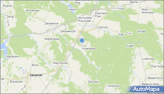 mapa Knapówka, Knapówka gmina Włoszczowa na mapie Targeo