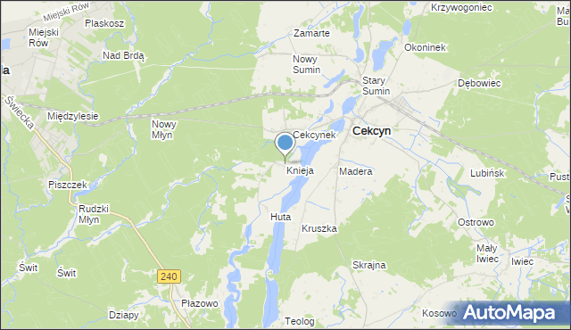 mapa Knieja, Knieja gmina Cekcyn na mapie Targeo