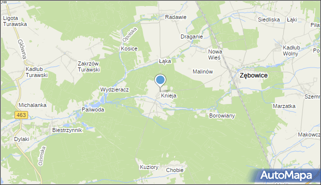 mapa Knieja, Knieja gmina Zębowice na mapie Targeo
