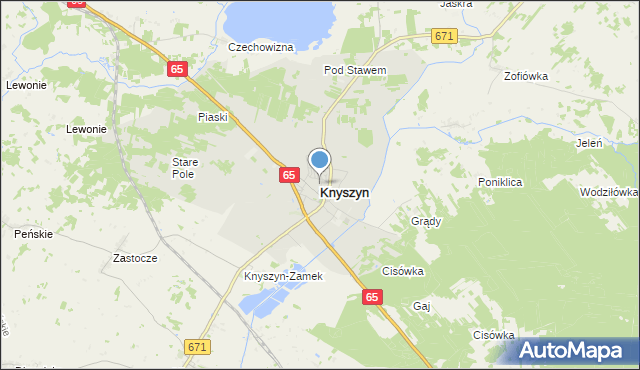 mapa Knyszyn, Knyszyn powiat moniecki na mapie Targeo
