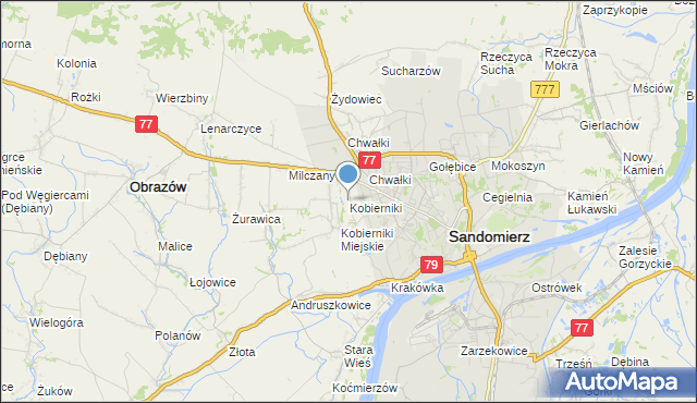 mapa Kobierniki, Kobierniki gmina Samborzec na mapie Targeo
