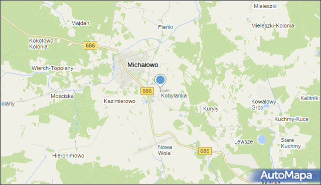 mapa Kobylanka, Kobylanka gmina Michałowo na mapie Targeo