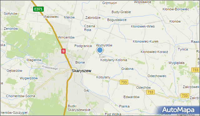 mapa Kobylany-Kolonia, Kobylany-Kolonia gmina Skaryszew na mapie Targeo