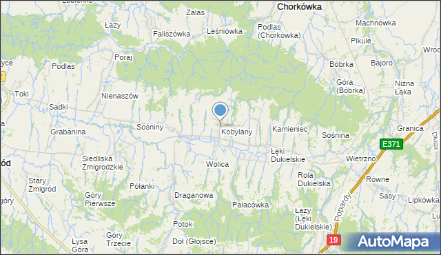 mapa Kobylany, Kobylany gmina Chorkówka na mapie Targeo