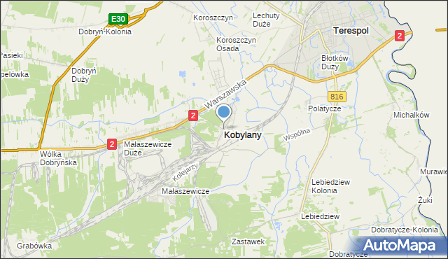 mapa Kobylany, Kobylany gmina Terespol na mapie Targeo