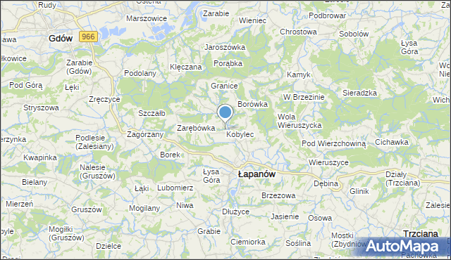 mapa Kobylec, Kobylec gmina Łapanów na mapie Targeo