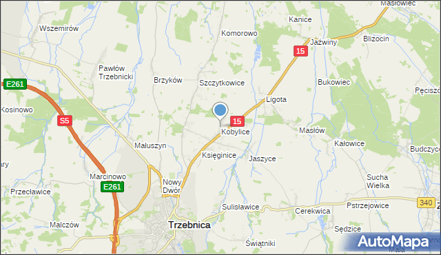 mapa Kobylice, Kobylice gmina Trzebnica na mapie Targeo