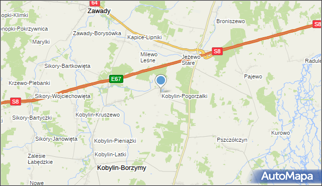 mapa Kobylin-Pogorzałki, Kobylin-Pogorzałki na mapie Targeo