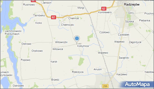 mapa Kobylnica, Kobylnica gmina Kruszwica na mapie Targeo