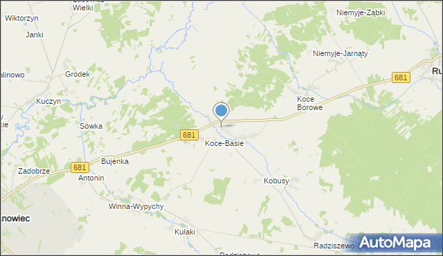 mapa Koce-Piskuły, Koce-Piskuły na mapie Targeo