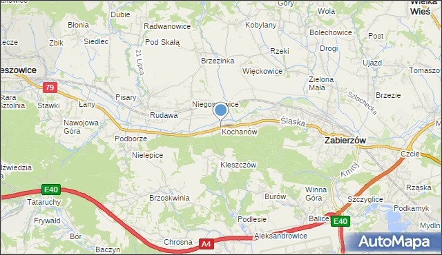 mapa Kochanów, Kochanów gmina Zabierzów na mapie Targeo