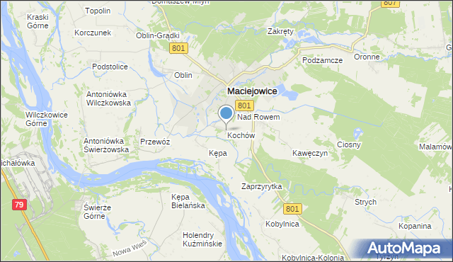 mapa Kochów, Kochów gmina Maciejowice na mapie Targeo
