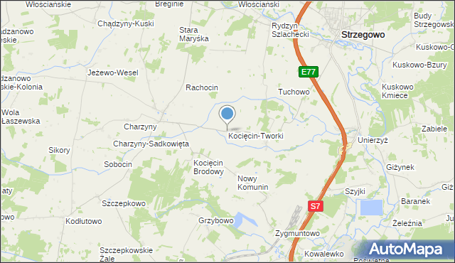 mapa Kocięcin-Tworki, Kocięcin-Tworki na mapie Targeo